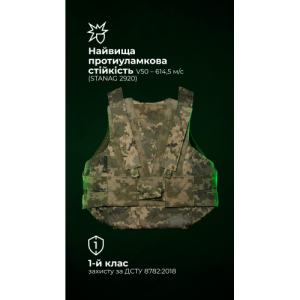 Легкий бронежилет "Сорочка" (S–XL | 1 клас | ММ14 "Піксель") ТМ Балістика