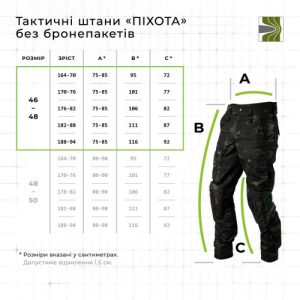 Тактичні штани "Піхота" без бронепакетів (Чорний Мультикам | 46-48 | 170-176) ТМ Балістика
